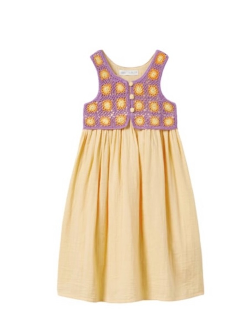 Zara Yellow Dress with Purple Crochet Bodice